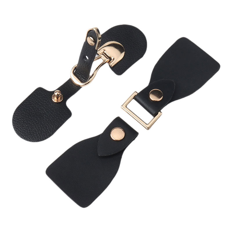 Black Leather Decorative Metal Buckles for Coats and Jackets 6pcs
