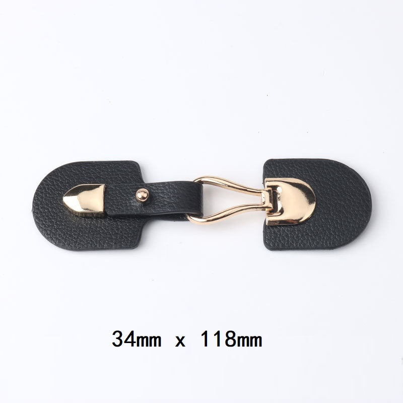 Black Leather Decorative Metal Buckles for Coats and Jackets 6pcs 118mm