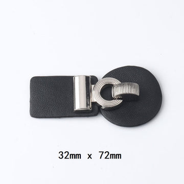 72mm Black Leather Metal Buckles for Coats Fastener 6pcs