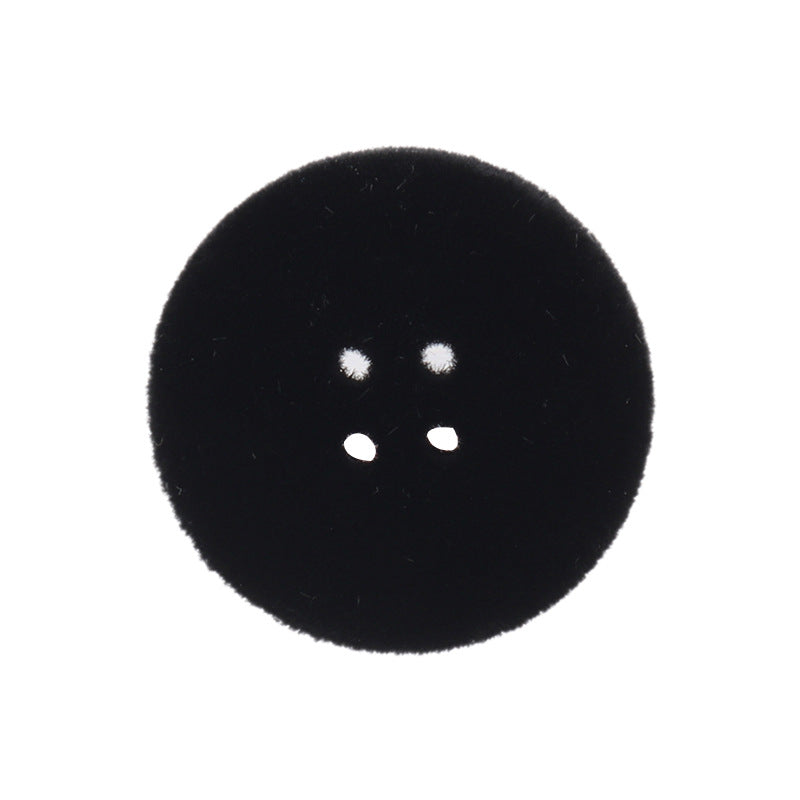 15-25mm White Black Blue Flat Four-Eye Flocked Velvet Buttons 20 Pack