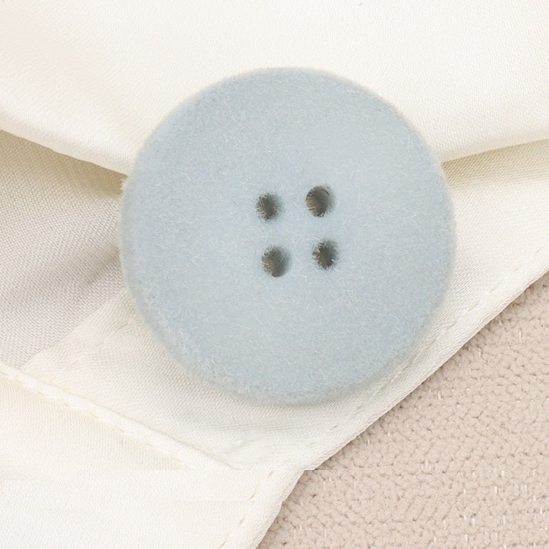 15-25mm White Black Blue Flat Four-Eye Flocked Velvet Buttons 20 Pack Blue