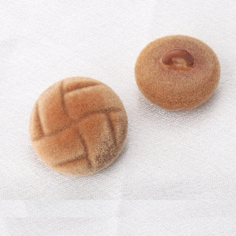 18/21mm Flocked Tortoise Pattern High-Stem Buttons 6pcs Coffee