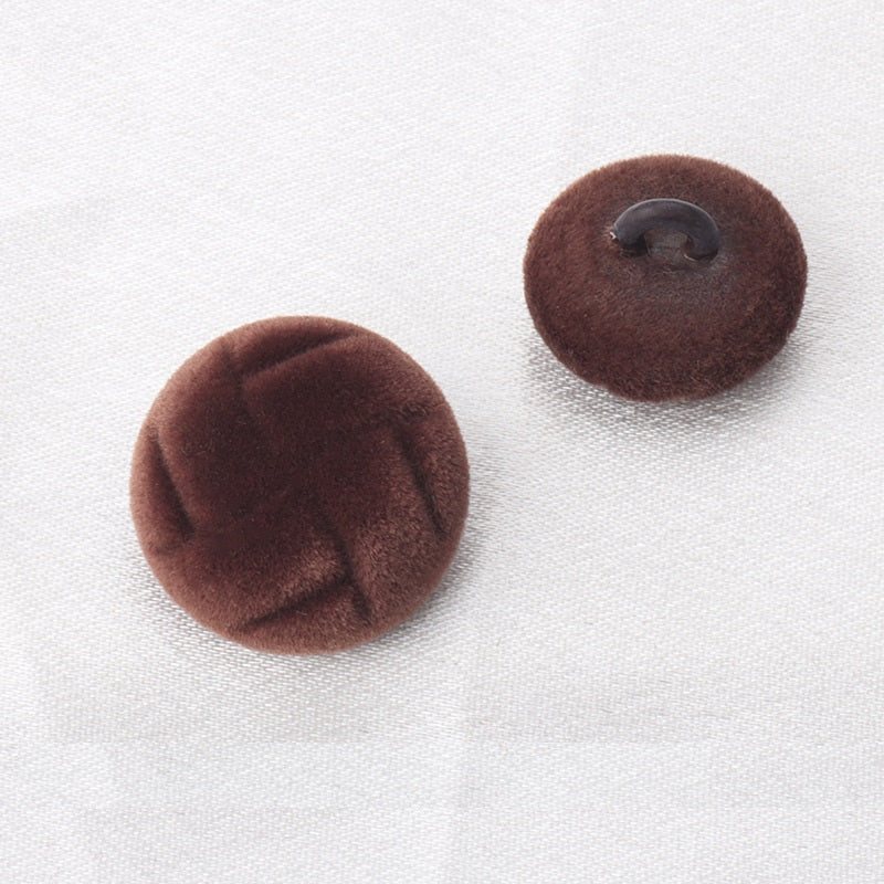 18/21mm Flocked Tortoise Pattern High-Stem Buttons 6pcs Brown