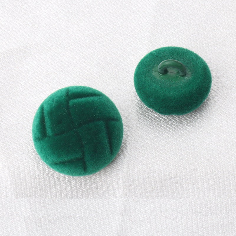 18/21mm Flocked Tortoise Pattern High-Stem Buttons 6pcs Dark Green
