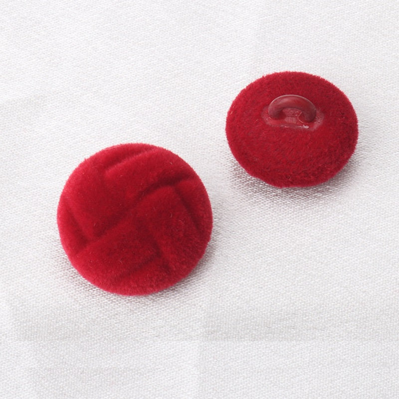18/21mm Flocked Tortoise Pattern High-Stem Buttons 6pcs Red