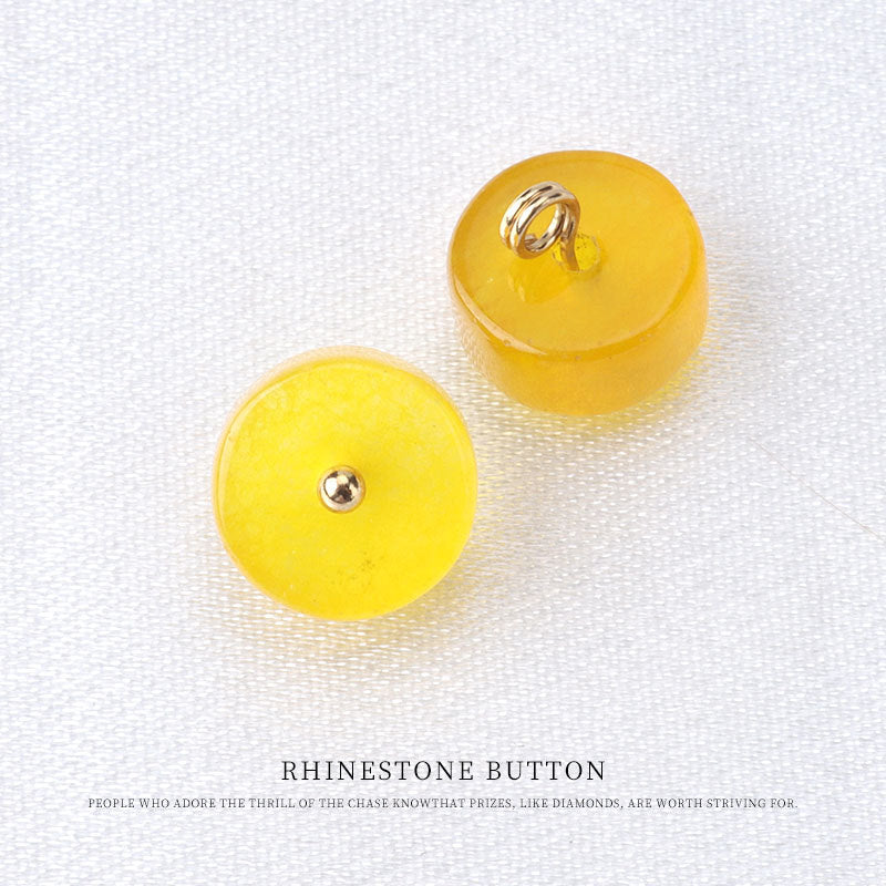 10mm Colorful Natural Jade Buttons with Flower Mounts for Chinese Hanfu 10pcs Yellow 1