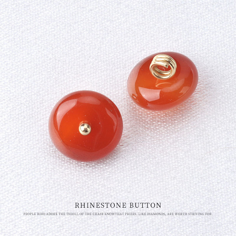 10mm Colorful Natural Jade Buttons with Flower Mounts for Chinese Hanfu 10pcs Red 1
