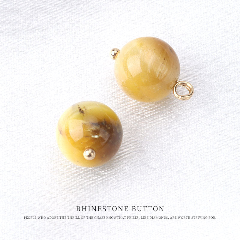 10mm Natural Stone Bead Frog Knot Button for Chinese Retro Silk Clothing Yellow
