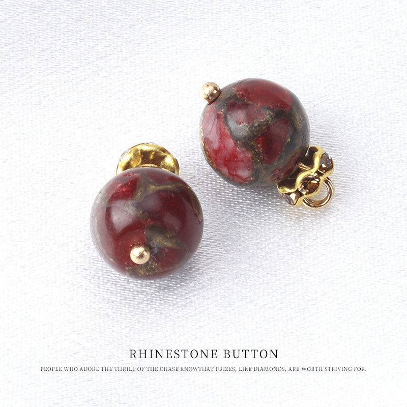 10mm Natural Stone Bead Frog Knot Button for Chinese Retro Silk Clothing Purple Red