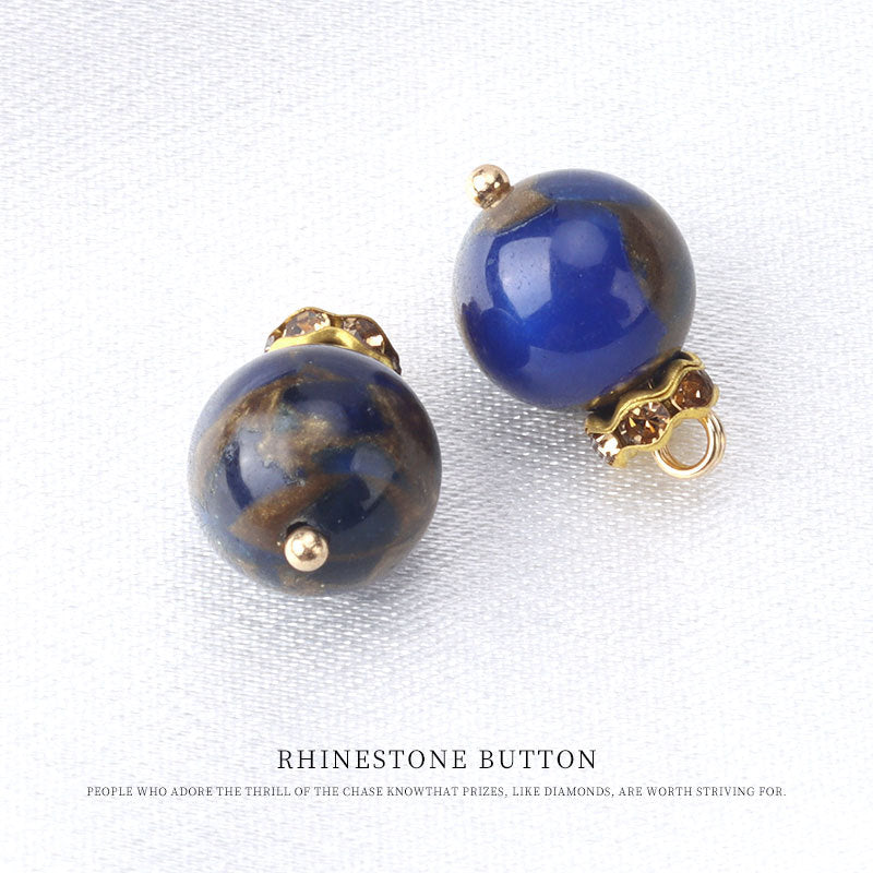 10mm Natural Stone Bead Frog Knot Button for Chinese Retro Silk Clothing Blue