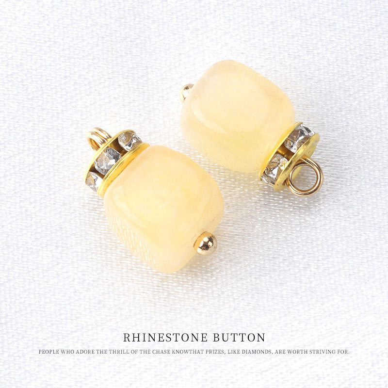 10mm Chinese Retro Colorful Natural Stone Frog Knot Buttons 20pcs Yellow