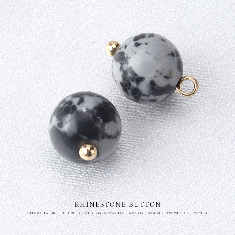 10mm Chinese Blue Turquoise Round Bead Button for Tang Suit Qipao Black