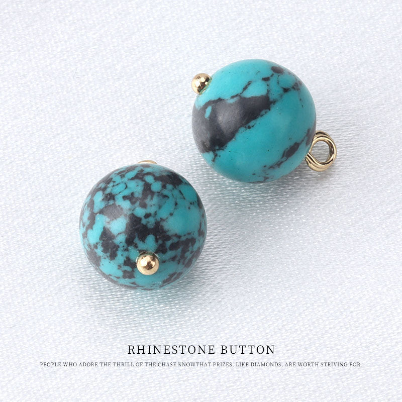 10mm Chinese Blue Turquoise Round Bead Button for Tang Suit Qipao Green