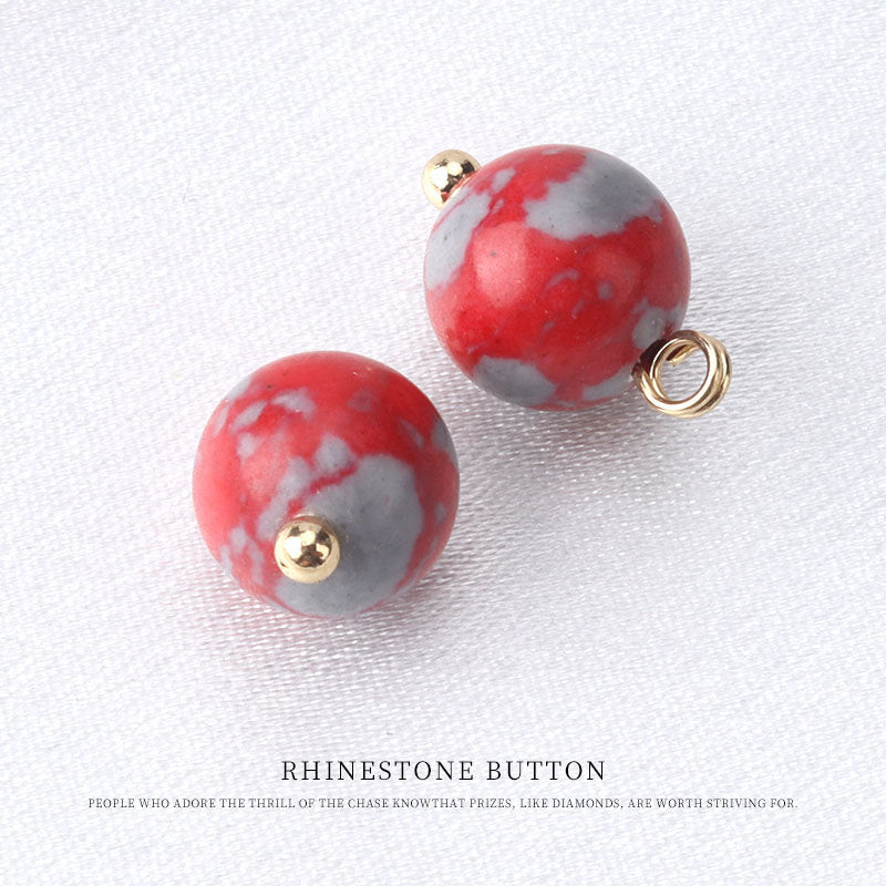 10mm Chinese Blue Turquoise Round Bead Button for Tang Suit Qipao Red