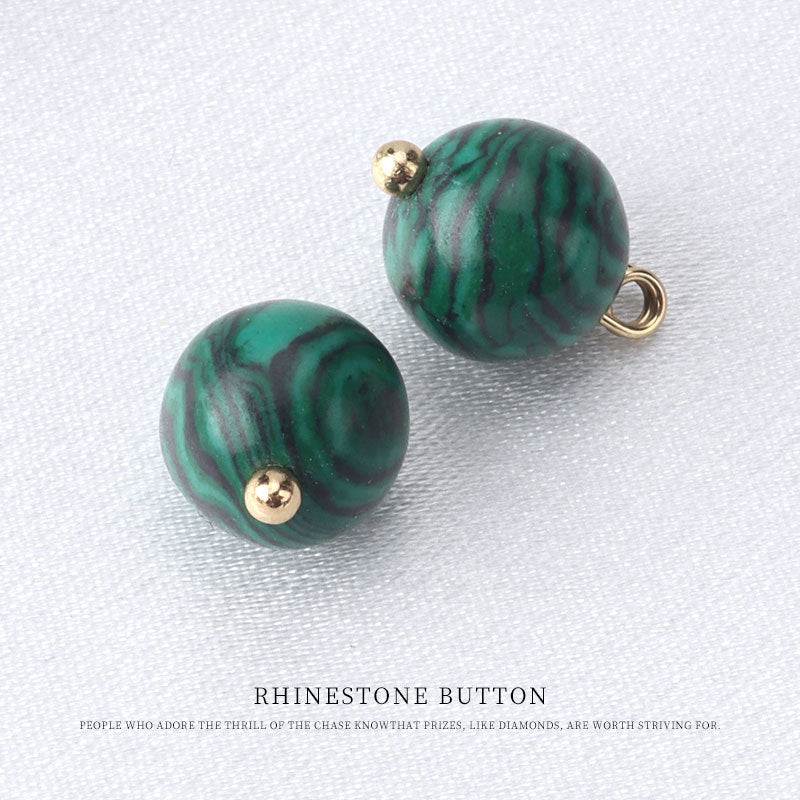10mm Chinese Blue Turquoise Round Bead Button for Tang Suit Qipao Dark Green