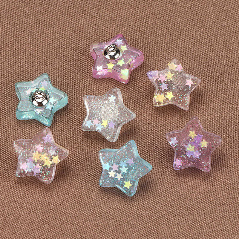 18mm Colorful Star Plastic Buttons with Metal Shank for Babies and Kids' Clothes