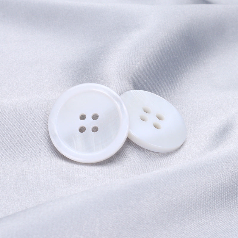 9-25mm Round 4-Hole White Pearl Shell Buttons for Shirts Suits 90 Pack