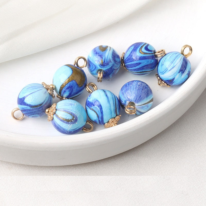 11mm Colorful Blue Ceramic Bead Chinese Frog Buttons for Silk Qipao 12pcs C