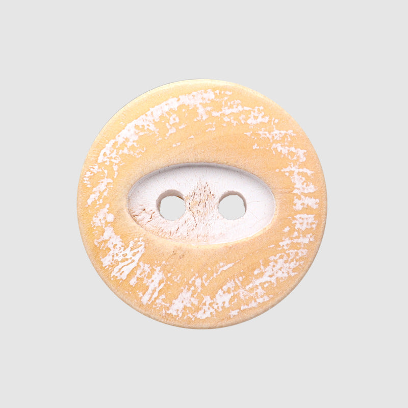 15/20mm Round Distressed Two-Hole Painted Poplar Wood Buttons 30pcs White