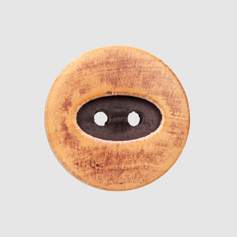 15/20mm Round Distressed Two-Hole Painted Poplar Wood Buttons 30pcs Coffee
