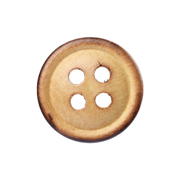 11.5mm Round 4 Hole Poplar Wood Buttons with Fire-Burned Edges 60pcs