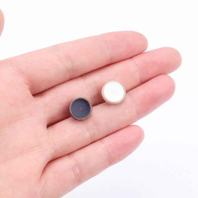 11.5mm Round Blue White Painted Distressed Shank Wood Buttons for Children's Sweaters Cardigans 40pcs