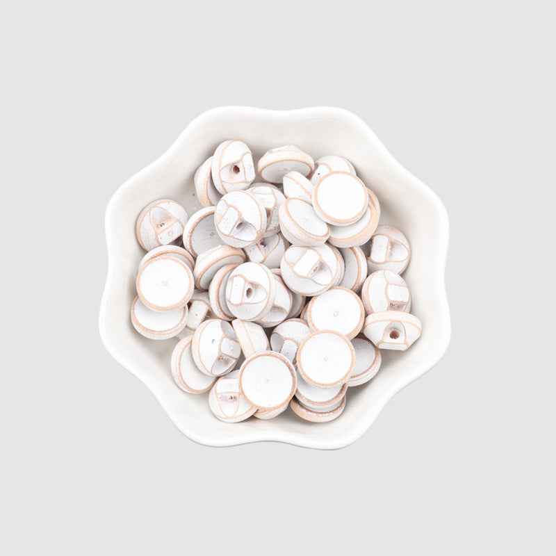 11.5mm Round Blue White Painted Distressed Shank Wood Buttons for Children's Sweaters Cardigans 40pcs White