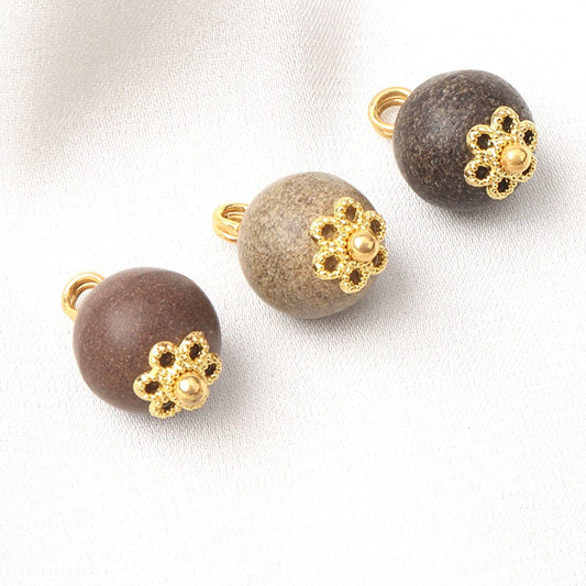 10mm Khaki Coconut Shell Round Button with Metal Shank 30 Pack