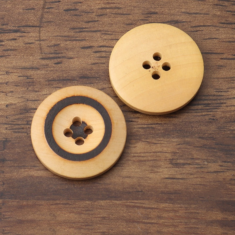 11-25mm Round 4 Hole Laser-Burned Poplar Wood Buttons for Suits, Sweaters and Shirts