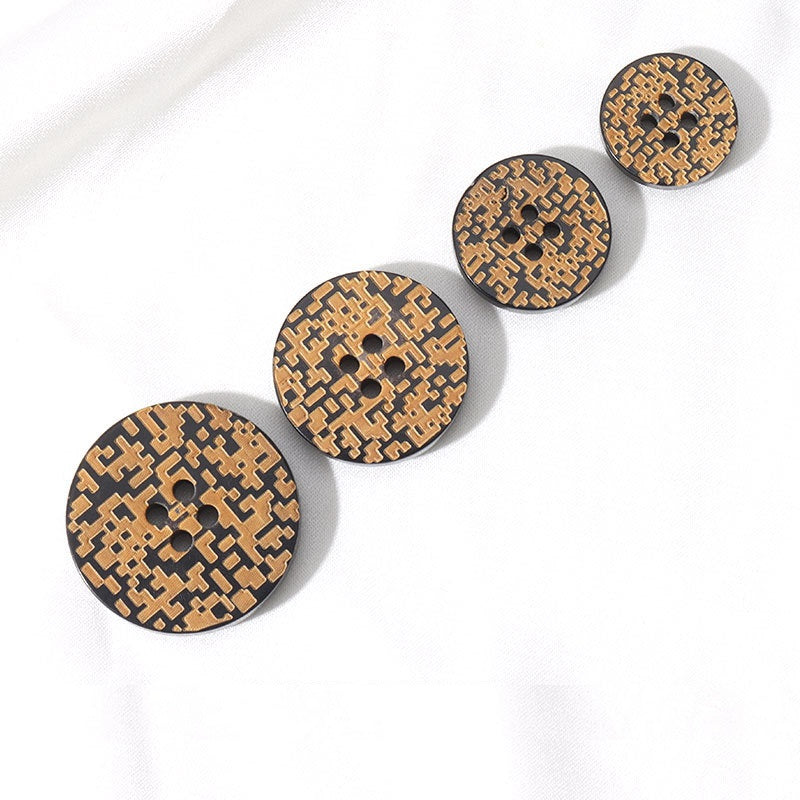 15 - 25mm Round 4-Hole Genuine Horn Buttons with Laser Treated Yellowing 10pcs