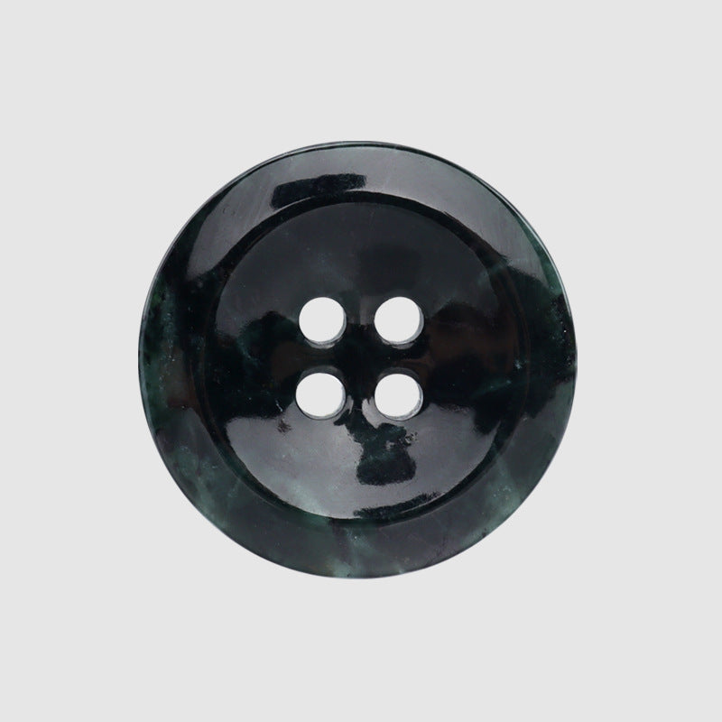 15/20mm Glossy Dark Green Round Four Hole Natural Xiuyan Jade Buttons 4pcs