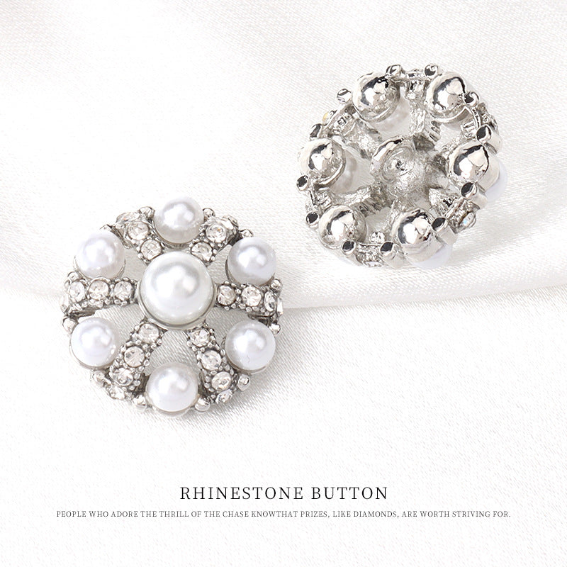 22mm Beret Pearl Rhinestone Decorative Button for Women's Sweater 6pcs