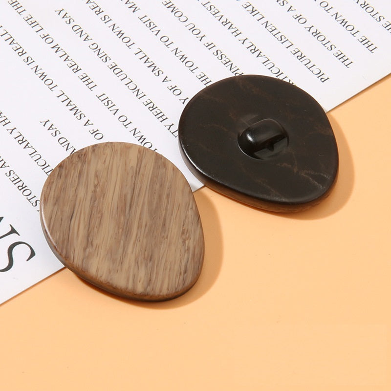 Oval Wood Grain Resin Shank Buttons 20 Pack(19/24/27/33mm) Coffee