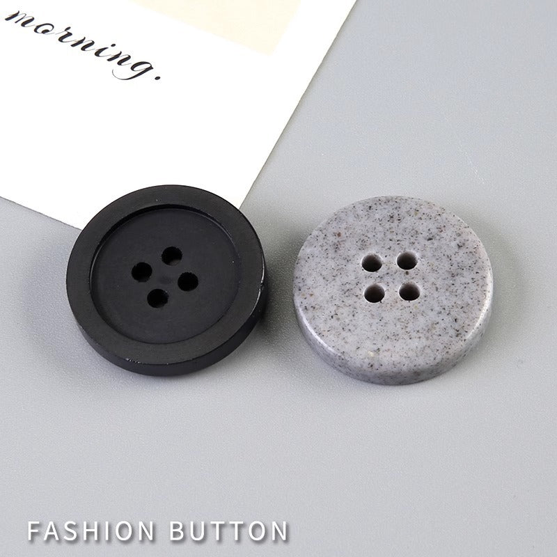 15-25mm Gray Brown Recycled Resin Round Four-Hole Buttons 30 Pack
