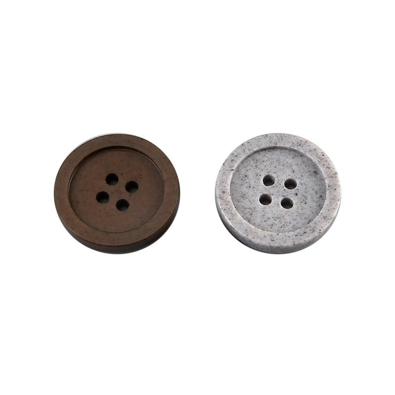 15-25mm Gray Brown Recycled Resin Round Four-Hole Buttons 30 Pack