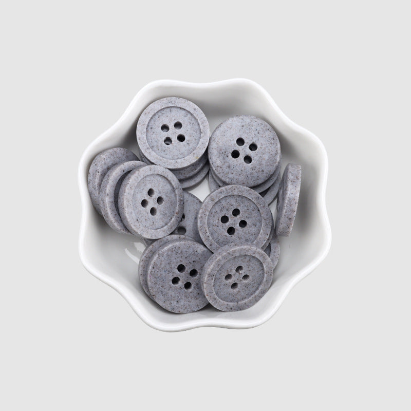 15-25mm Gray Brown Recycled Resin Round Four-Hole Buttons 30 Pack Gray