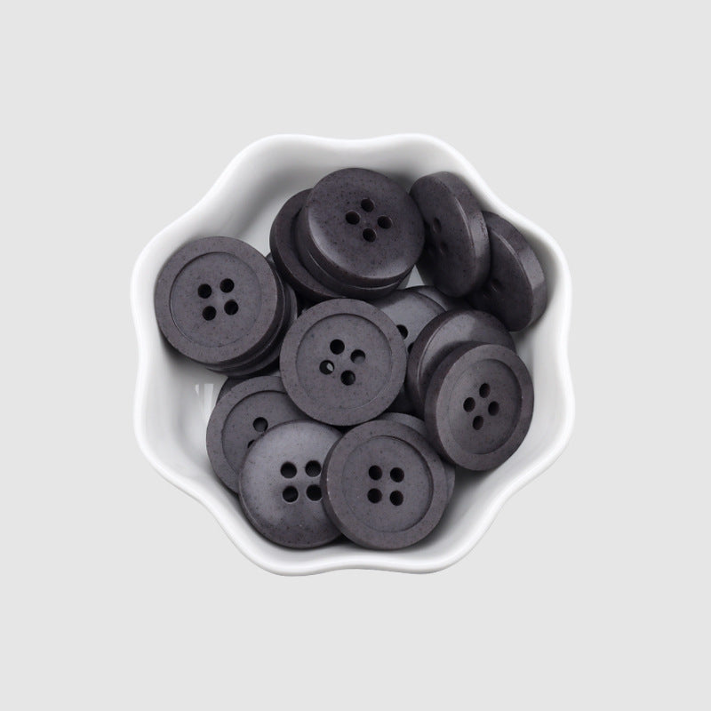15-25mm Gray Brown Recycled Resin Round Four-Hole Buttons 30 Pack Green
