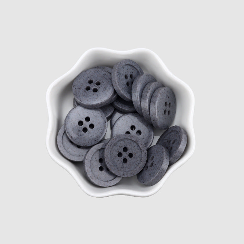 15-25mm Gray Brown Recycled Resin Round Four-Hole Buttons 30 Pack Dark Gray