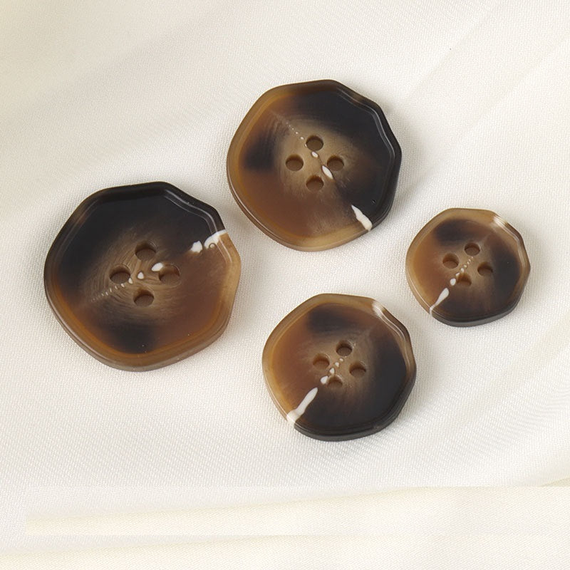18-28mm Irregular Shaped Four Eye Resin Buttons for Suits Trousers 20pcs