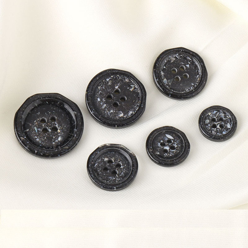 15/17.5/20/23/25/28mm Black White Resin Rock Four Hole Buttons for Trench Coats 12pcs