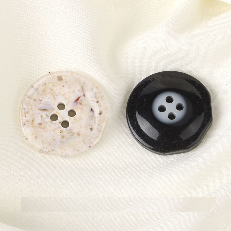 15/17.5/20/23/25/28mm Black White Resin Rock Four Hole Buttons for Trench Coats 12pcs