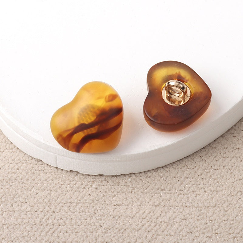 White Black Brown Resin Heart Flower Square Shape Shank Buttons 40 Pack