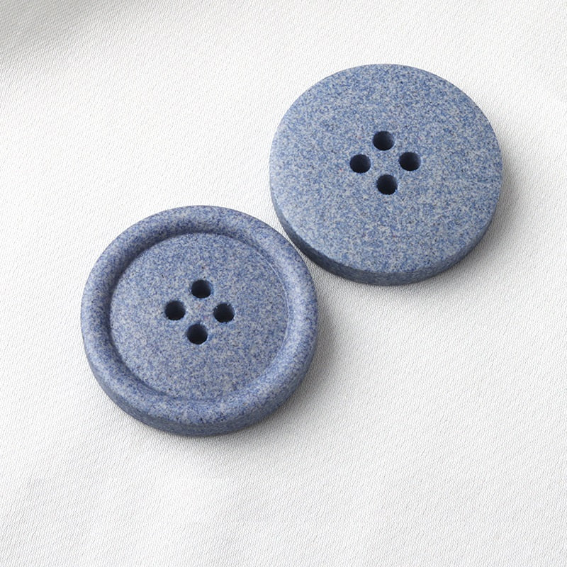 15-25mm Round Beige Blue Frosted Resin Recycled Four-Hole Buttons 30 Pack Light Blue