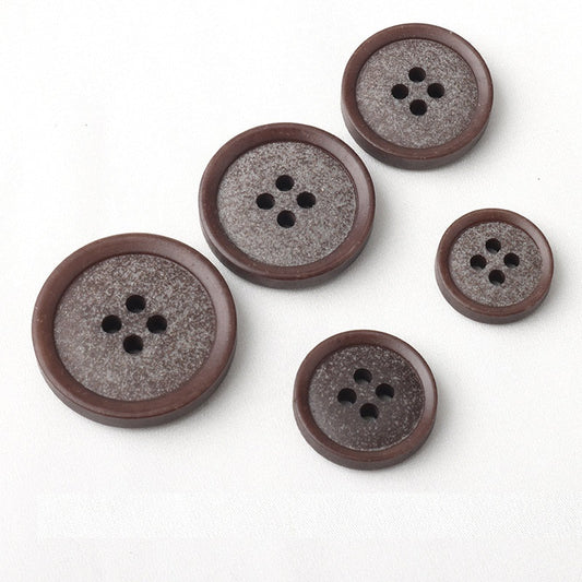 15-25mm Beige Gray Frosted Resin Recycled Four-Hole Buttons 30 Pack