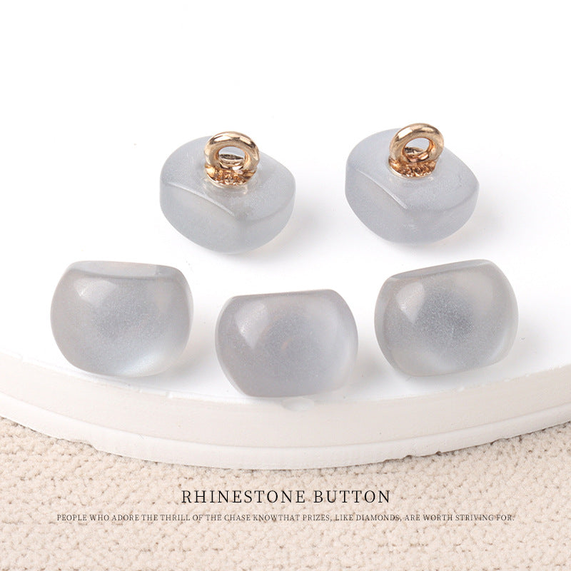 10mm Colorful Resin Pearl Luster Small Buttons with Metal Shanks 70 Pack