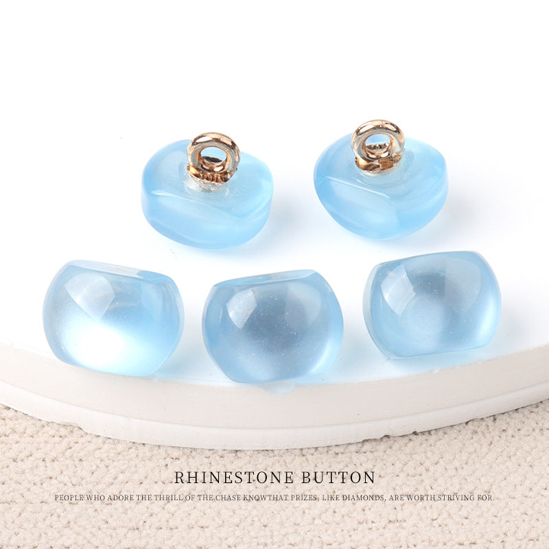 10mm Colorful Resin Pearl Luster Small Buttons with Metal Shanks 70 Pack