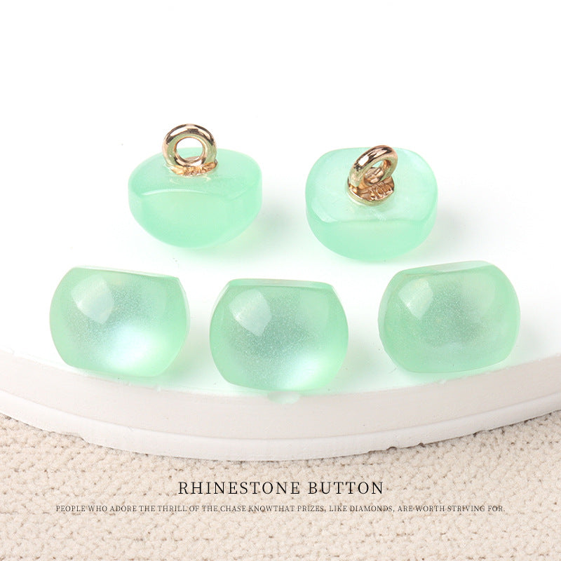 10mm Colorful Resin Pearl Luster Small Buttons with Metal Shanks 70 Pack