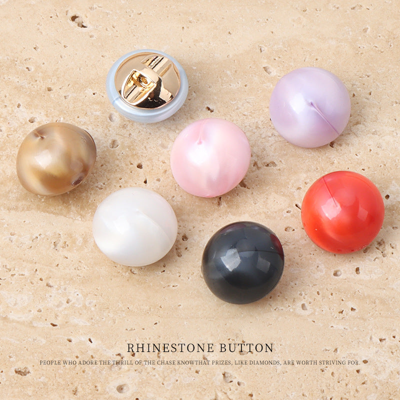 11mm Colorful Round Mushroom Acrylic Button with Metal Shank 28 Pack