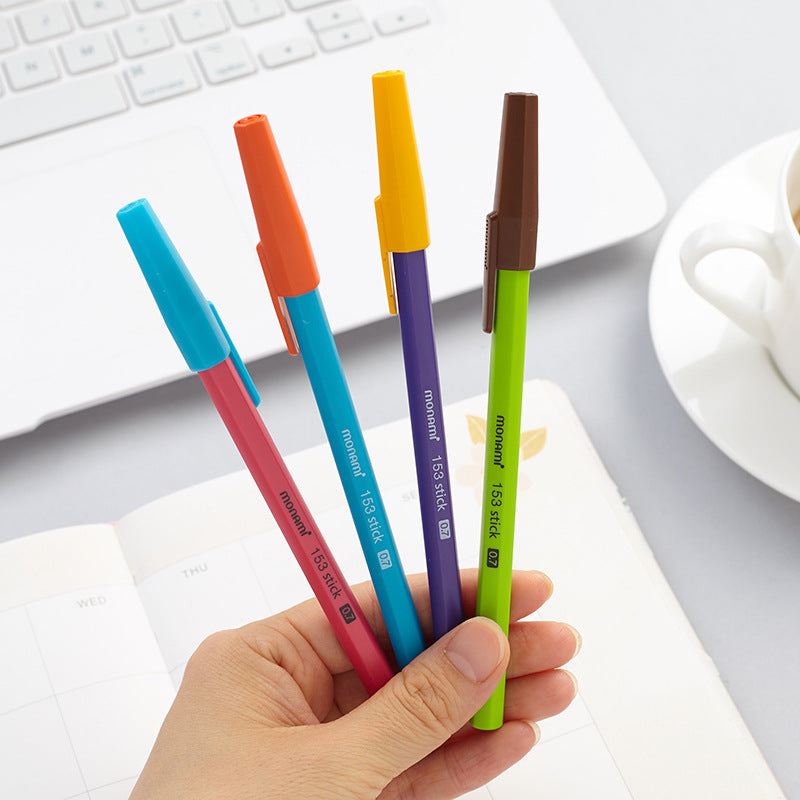 Monami 153 Stick Ballpoint Pen 0.7mm (Black Ink) 12 Pack