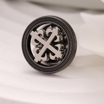 Men's Black Hollow Geometric Cross Metal Brooch 10pcs